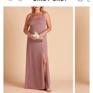 Birdy Gray Alex Dark Maeve dress size medium crepe sleeveless square neck gown